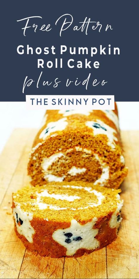 Ghost Pattern Pumpkin Roll Cake – The Skinny Pot Pumpkin Roll Cake, Ghost Pattern, Pumpkin Roll, Roll Cake, Ghost Pumpkin, Pumpkin Pattern, Printable Patterns, Free Printable, Ghost