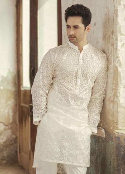 White Panjabi For Men, White Kurta Pajama Men, White Jamawar Bollywood Kurta, Festive White Jamawar Kurta, White Bollywood Jamawar Kurta, Black Mask Aesthetic, India Fashion Men, Designer Dresses Couture, Fashion Models Men