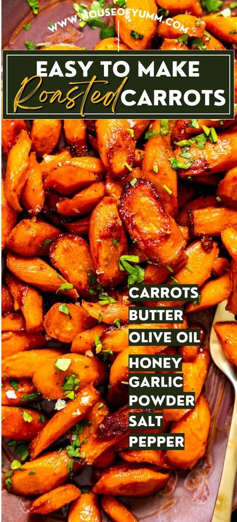 Simplify your dinner prep with these Roasted Carrots! In just 10 minutes, create a delightful side dish featuring the perfect harmony of honey, garlic, and melted butter in the oven. Elevate your meal effortlessly. Honey Butter Roasted Carrots, Carrot Recipes Baked, Brown Butter Garlic Honey Roasted Carrots, Cooking Carrots In Oven, Honey Garlic Butter Roasted Carrots, Oven Roasted Broccoli And Carrots, Whole Carrot Recipes, Oven Roasted Carrots Recipe, Baked Carrots Oven