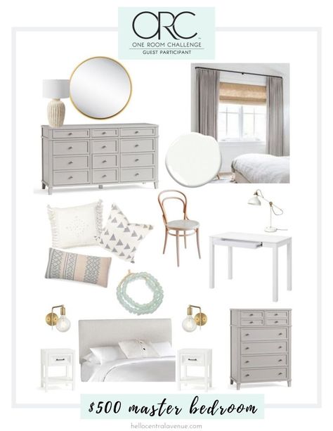 One Room Challenge week 1: Here is the design board, plan, and inspiration for my $500 master bedroom makeover on a budget! one room challenge | master bedroom makeover | master bedroom ideas | master bedroom design | master bedroom decor | master bedroom paint colors | master bedroom ideas on a budget | cheap master bedroom updates | master bedroom makeover before and after | master bedroom makeover on a budget | master bedroom makeover ideas | master bedroom makeover color palettes | master be Bedroom Makeover On A Budget, Bedroom Makeover Before And After, Primary Bedrooms, Bedroom Ideas On A Budget, Bedroom Paint Colors Master, Bedroom Updates, Budget Bedroom, One Room Challenge, Master Decor