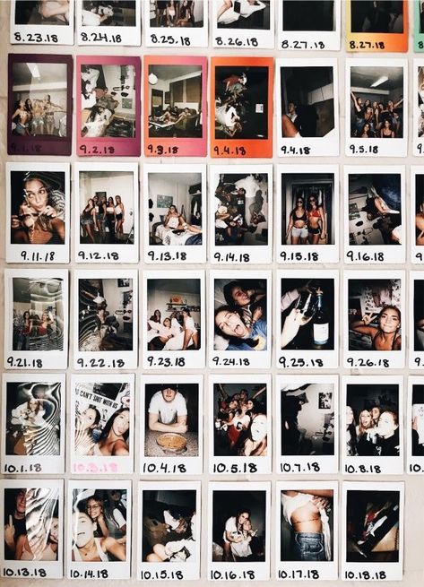 Room Poloroid Ideas, Wall With Polaroid Pictures, Polaroids On Wall Aesthetic, Wall Of Polaroids, Wall Polaroid Ideas, Photo Wall Polaroid, Polaroids On Wall, Polaroid Walls, Polaroid Wall Ideas Aesthetic