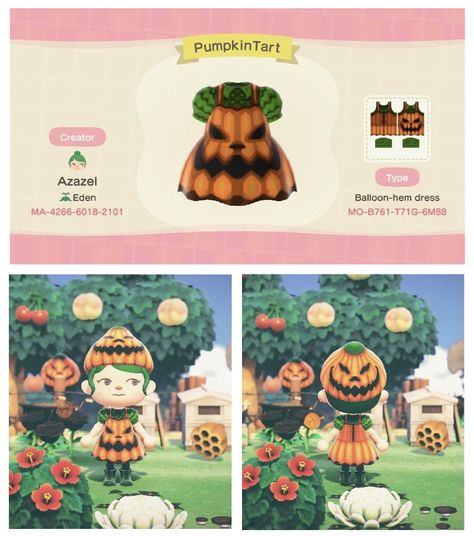 Acnh Halloween Clothes, Animal Crossing Halloween Designs, Acnh Pumpkin, Halloween Animal Crossing, Animal Crossing Halloween, Halloween Acnh, Designs For Animal Crossing, Acnh Spooky, Acnh Dress