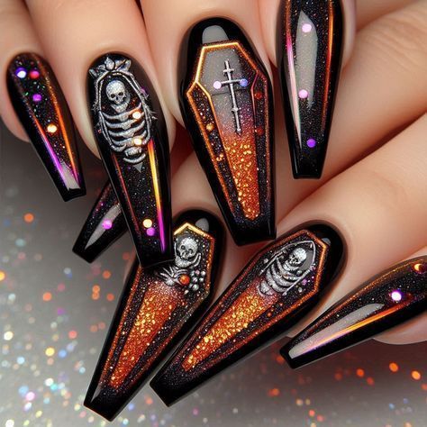 Leo Birthday Nails, Nails Goth, Black Halloween Nails, Holloween Nails, Designer Nails, Halloween Acrylic Nails, Gothic Nails, Goth Nails, Grunge Nails