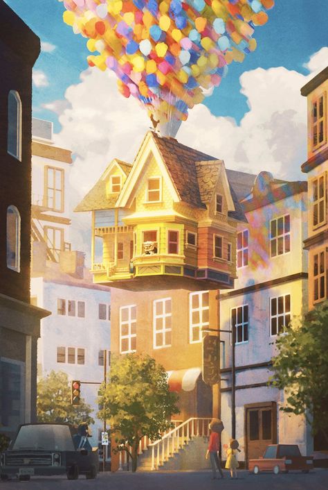 Up Movie Illustration, Up House Drawing, Pixar Aesthetic, All Pixar Movies, Up Pixar, Up Disney, Up Movie, Pixar Animation, Disney World Rides