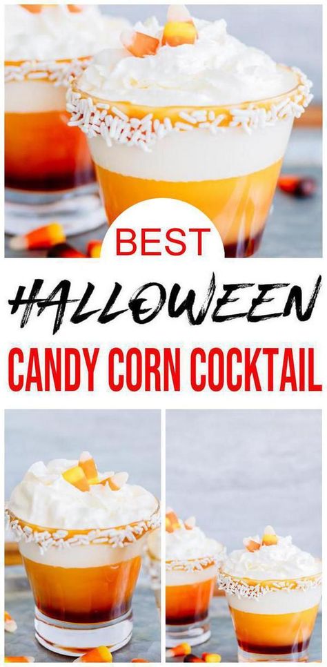 GET READY for the BEST Fall cocktails. Need delicious Fall drink recipes? Candy Corn alcohol drink recipe that will please any crowd. Yes, vodka candy corn alcoholic drink recipes for Fall. Make for Thanksgiving, Halloween or parties. Find layered drink w/ pumpkin, vodka mixed drink idea everyone will love. Make Halloween cocktails or Thanksgiving drinks. Get ready to mix up the BEST vodka candy corn cocktail Vodka Candy, Candy Corn Drinks, Corn Cocktail, Alcoholic Drink Recipe, Alcohol Candy, Vodka Alcohol, Fall Drink Recipes, Whipped Vodka, Halloween Party Drinks