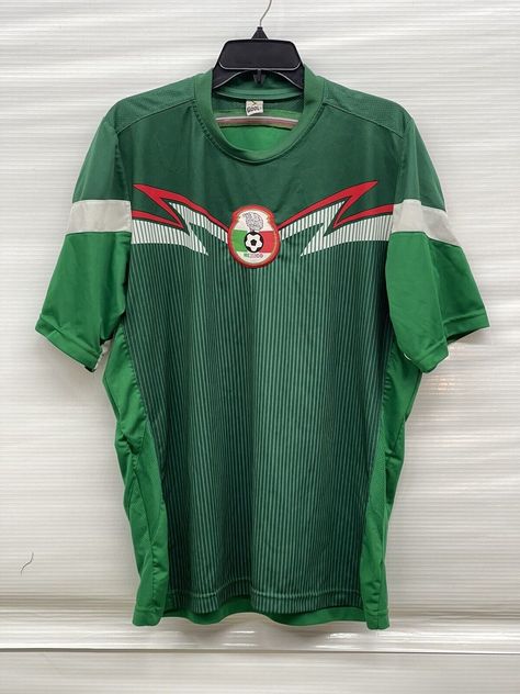 Large Federacion Mexicana Futbol Soccer Jersey T-Shirt Adult Green Gool Mexico Adidas Vintage, Soccer Jersey, Jersey T Shirt, Soccer, Green, T Shirt, Mexico, Football