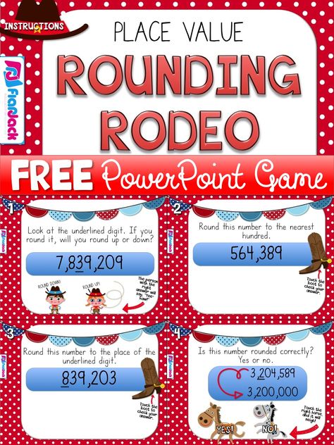 This upper elementary math freebie is a very fun, hands-on PowerPoint game to motivate students to practice their rounding skills in numbers of up to 7 digits. Motivate Students, Math Number Sense, Upper Elementary Math, Math Intervention, Fourth Grade Math, Classroom Freebies, Math Instruction, Math Time, Math Methods