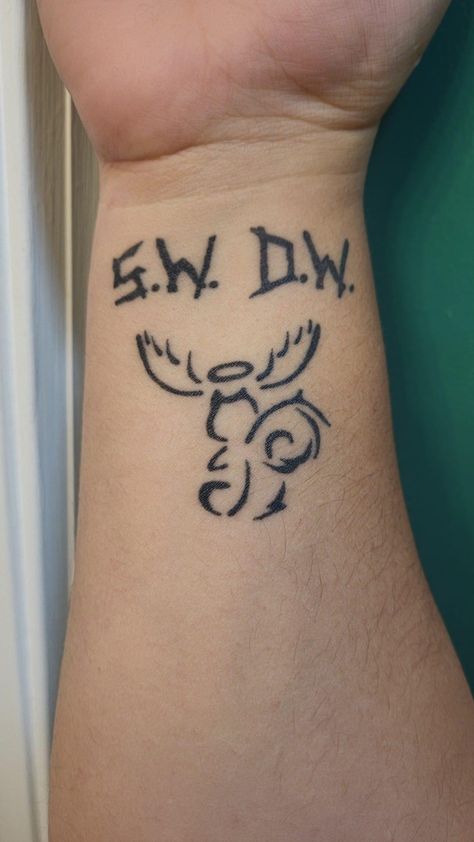 Mens Tattoos Ideas Forearm Small, Supernatural Tattoo Moose And Squirrel, Supernatural Fandom Tattoos, Supernatural Matching Tattoos, Spn Tattoo Ideas, Super Natural Tattoo, Supernatural Tattoo Ideas For Women, Supernatural Tattoo Small, Castiel Tattoo