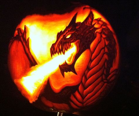 33 Creative Halloween Pumpkin Carving Ideas | Art & Home Decor Blog  ||  If you're looking for some inspiration for your pumpkin carving this year, here are our picks for some of the most creative pumpkin carving ideas. Dragon Pumpkin Carving, Dragon Pumpkin, Halloween Pumpkin Carving Ideas, Pumkin Decoration, Halloween Pumpkin Carving, Pumkin Carving, Halloween Pumpkin Carving Stencils, Creative Pumpkin Carving, Amazing Pumpkin Carving