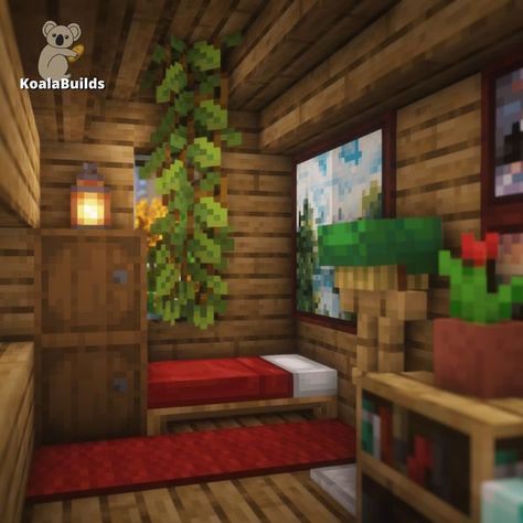 Tap for the tutorial! Minecraft 3x3 House Interior, Bunk Beds Minecraft, Small Minecraft Bed Ideas, Easy Starter House Minecraft, Minecraft Small Interior, Minecraft Small Bedroom, Small Minecraft Bedroom, Minecraft Loft Bed, Minecraft Small Bedroom Ideas