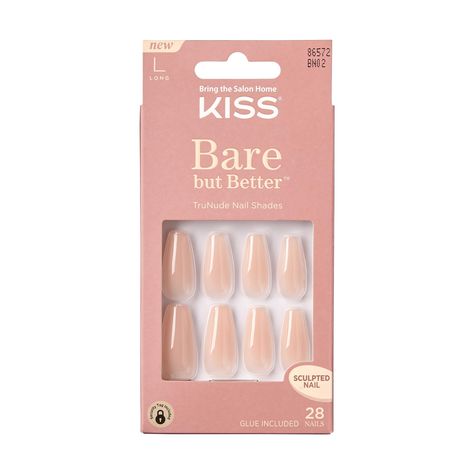 KISS Bare But Better TruNude Fake Nails Nude Nail Shades Manicure Set, Nude Drama', 28 Chip Proof, Smudge Proof Glue-On Nails Kiss Press On Nails, Best Press On Nails, Soft Palette, Sculpted Nails, Pink Gel Nails, Kiss Nails, Spring Nail Trends, Kiss Beauty, Natural Skin Tone