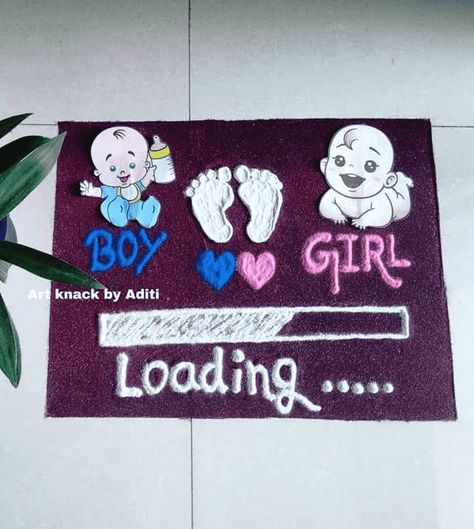 Baby Shower Rangoli Design Images (Baby Shower Rangoli Kolam Ideas) - 2022 Baby Shower Rangoli Ideas, Baby Shower Rangoli Designs, Baby Shower Rangoli, Baby Room Display Boards, Rangoli Designs Ideas, Baby Shower Hamper, Welcome Home Decorations, Baby Shower Plates, Easy Rangoli Designs Diwali