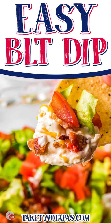 BLT Dip has all the amazing juicy and smoky flavors of a beloved BLT but in dip form, so grab your chips and dive in! Perfect for sharing, this dip is great however you enjoy it - fresh or baked! Blt Dip Recipe, Savoury Finger Food, Blt Dip, Party Snacks Easy, Spicy Meatballs, Spinach And Artichoke Dip, Blt Sandwich, Party Spread, Ham Salad