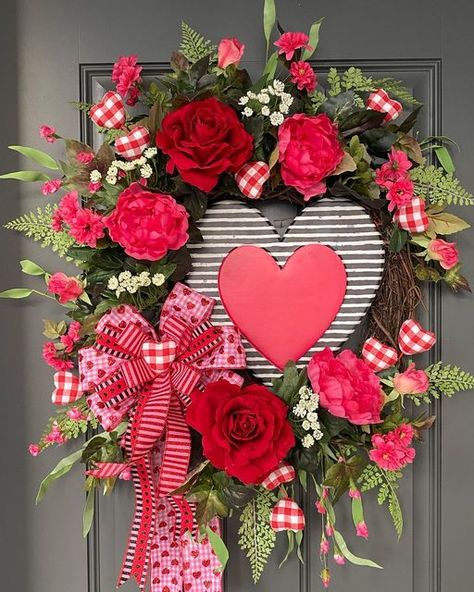 WillowandRose_Florals on Instagram: "Happy Valentines Day! Link to shop in bio!! #valentinesdecor #valentinesdecorations #valentines #valentinesgift #valentinegifts #valentinesdaygift #valentinewreath #wreath #wreaths #wreathdecor #wreathlove #wreathsofinstagram #floralwreath #homedecor #homedecoration #homedecorating #homedecorations #frontdoordecor #frontdoorwreath #etsy #etsyshop #etsyseller #etsysellersofinstagram #etsyfinds #etsyhandmade #etsystore #etsylove #etsygifts #etsyusa #etsyshoppin Peonies Red, Valentine Wreaths, Valentine Table, Valentines Day Wreath, Valentine Table Decorations, Valentines Wreath, Creative Wreaths, Valentine's Day Wreath, Floral Grapevine