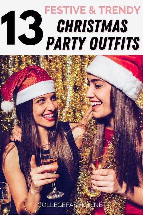 Not sure what to wear for Christmas? This post will show you 13 Christmas party outfit ideas to keep you enjoying the whole season. Every piece of clothing is not only trendy but also affordable for that college budget I know we’re all working with. Christmas Party Outfit Ideas, Festive Christmas Outfit, Christmas Party Outfit Work, College Budget, Xmas Party Outfits, Sparkly Shorts, Sheer Black Tights, Party Outfit Ideas, Trendy Christmas Outfits