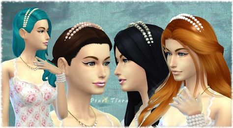 Mythical Dreams Sims 4: Pearl Tiara Pearl Tiara Wedding, Fantasy Fairies, Sims 4 Cc Makeup, Sims 4 Cc Skin, Kawaii Makeup, Pearl Tiara, Tiara Wedding, The Sims 4 Download, Sims 4 Downloads