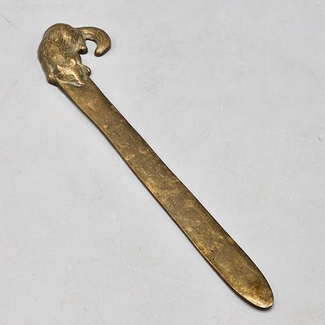 Vintage Brass Fox-Handled Letter Opener, $60 including complimentary local delivery. https://www.shopsbh.com/products/vintage-brass-fox-handled-letter-opener Dream Desk, Letter Opener, Vintage Brass, Office Space, Fox, Desk, Brass