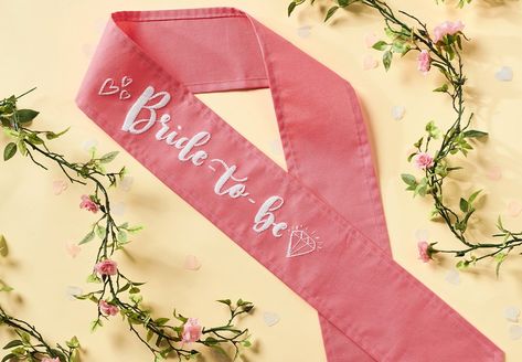 Diy Sash, Pretty Calligraphy, Dash And Dot, Bride To Be Sash, Coral Fabric, Sewing Machine Embroidery, Wedding Sash, Embroidery Gifts, Bridal Sash