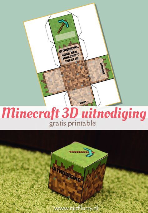 Maak zelf een gave Minecraft 3D uitnodiging van papier met behulp van deze gratis printable. Leuk idee voor een kinderpartijtje, verjaardag of ander Minecraft feestje. Diy Party Themes, Minecraft Activities, Minecraft Invitations, Easter Hat Parade, Gratis Printables, Diy Minecraft, Minecraft Birthday Party, Easter Hats, Dream Party