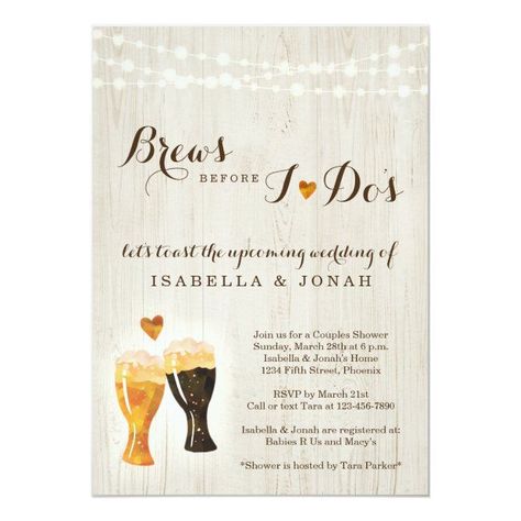 Brews Before I Dos Beer Brewery Couple Shower Invitation Brewery Rehearsal Dinner, Brews Before I Dos, Brewery Wedding Reception, Rehearsal Dinner Invitations Rustic, Reception Only Invitations, Wedding Invitation Stationary, Couples Baby Shower Invitations, Rustic Baby Shower Invitations, Brewery Wedding