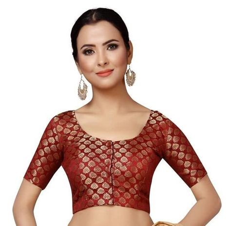 Sleeveless Blouse Saree, Designer Saree Blouse, Sari Design, Brocade Blouses, Readymade Saree, Indian Wedding Wear, Indian Blouse, Sari Blouse, Sleeves Blouse