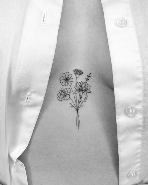 40+ Sternum Tattoo Designs: A Guide To Mandala, Sunflower & More Aesthetic Tats, Mandala Sunflower, Sternum Tattoo Design, Bouquet Tattoo, Wildflower Tattoo, Tattoos For Women Flowers, Forearm Sleeve Tattoos, Small Pretty Tattoos, Tasteful Tattoos