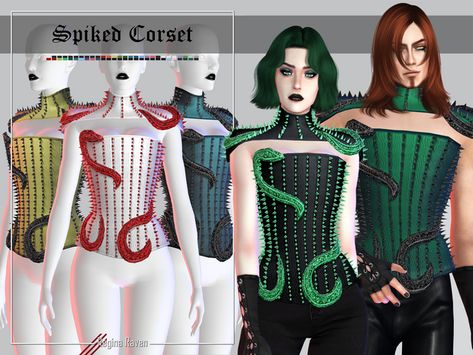 Spiked Corset | Regina Raven on Patreon Sims 4 Drag Queen Cc, Sims 4 Monster Cc, Sims4 Collection, Ts4cc Clothing, Sims 4 Cc Goth, Los Sims 4 Mods, Alien Clothes, Sims 4 Patreon, Unusual Clothes