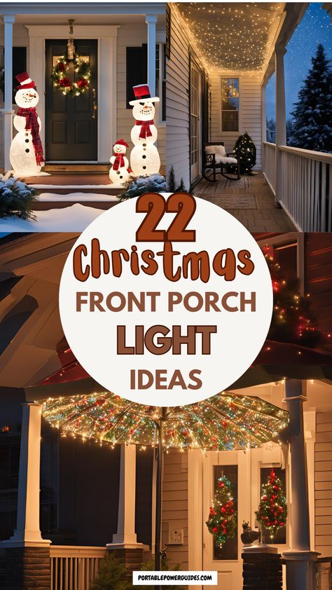 christmas front porch lights Christmas Porch Light Decor, Small House Outdoor Christmas Lights, Cozy Christmas Porch Decor, Lighted Front Porch Decor, Porch Light Decorations Christmas, Outdoor Christmas Porch Lights, How To Decorate A Light Pole For Christmas, Lamp Post Christmas Decorations, Outdoor Christmas Lighting Ideas Houses