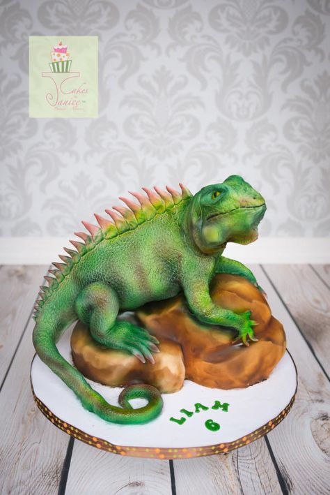 www.cakecoachonline.com - sharing...			 Iguana on a rock Cake - Cake by Cakes by Janice Iguana Cake, Reptile Cake, Lizard Cake, Reptile Party, Birthday Tomorrow, Rock Cake, Realistic Cakes, Fantasy Cake, Fish Cakes