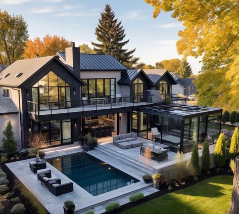 I had someone ask me the other day about how I feel about the “trend” of black houses. Let’s be real… there have always been dark houses.… | Instagram Houses Exterior, Dream Life House, Building House Plans Designs, Beautiful House Plans, Modern Mansion, Luxury Homes Dream Houses, Dream House Interior, Dream Houses, Design Your Dream House