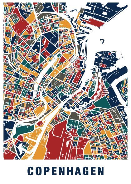 https://postershop.dk/vare/copenhagen-map-3/ Copenhagen Map, Workshop Shed, Map Design, Copenhagen, Denmark, Bullet Journal, House Design, Map, Architecture