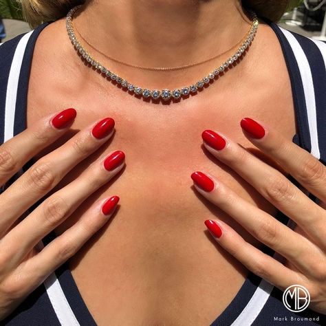 Red Acrylic Nails, Red Nail, Diamond Nails, Nailed It, Minimalist Nails, Classy Nails, Fancy Nails, Chic Nails, Love Nails