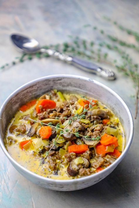 20 Minute Creamy Sausage and Mushroom Soup - main dishes #maindishes #slowcooker Sausage Chowder, Vacation Dinners, Sausage Mushroom, Best Casserole, Slow Roasted Italian, The Slow Roasted Italian, Keto Soups, Best Casseroles, Soup Easy