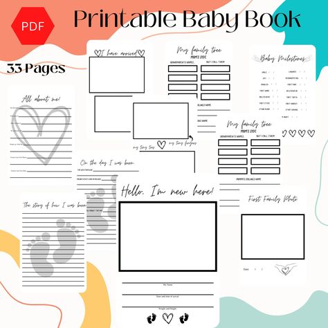 Excited to share the latest addition to my #etsy shop: Printable Baby Book https://etsy.me/3tkntQD #babybookprintable #babymemorybook #genderneutralbook #babybookfirstyear #babymilestonebook #minimalistgender #digitalbabybook #instantdownload #babyjournal Family Photo Home, All About Me Page, Baby Milestone Book, Baby Boy Scrapbook Layouts, Baby Shower Unique, Baby Book Pages, Baby Books Diy, I Have Arrived, First Family Photos