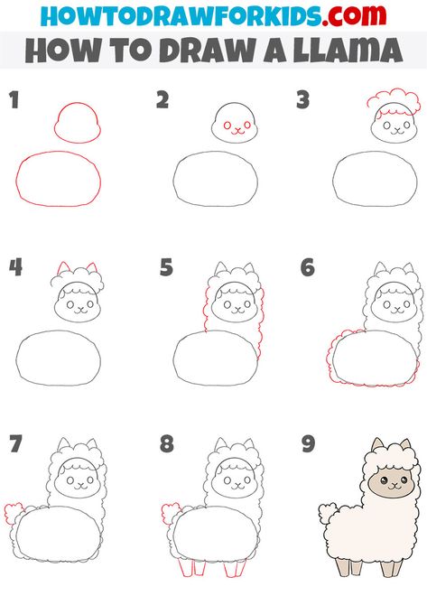 How To Draw A Llama Easy, How To Draw A Lama Step By Step Easy, Lama Painting Easy, How To Draw A Lama, Easy Llama Drawing, Llama Drawing Easy Step By Step, Lama Drawing Easy, How To Draw Llama, How To Draw A Llama