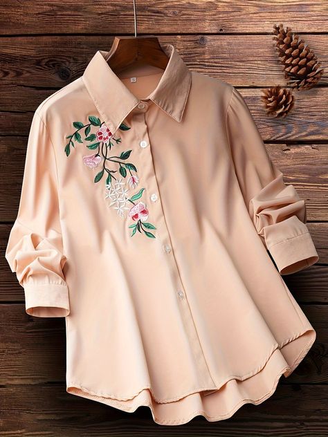 Faster shipping. Better service Simple Indian Suits, Stylish Kurtis Design, Casual Shirt Women, Trendy Dress Outfits, Elegant Casual, Shirt Embroidery, Women Blouses, Embroidery Fashion, Inspiration Mode