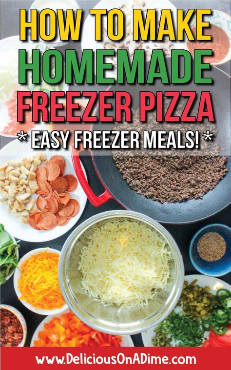 Homemade freezer pizzas are easy, healthy and budget-friendly. Switch things up to suit your family's or kids' tastes, or even which ingredients you have on hand! They're the perfect SUPER fast weeknight dinners, easy lunches or fun snacks. Perfect if you want healthy freezer meals or easy meals to freeze and reheat! #freezermeals #healthyfreezermeals #freezercooking #freezerpizza #makeaheadmeals #freezerdinners #freezermealideas #freezercooking #homemadefreezermeals #pizza  via @deliciouson0235 Easy Meals To Freeze, Meals To Freeze And Reheat, Fast Weeknight Dinners, Freezer Pizza, Weeknight Dinners Easy, Meals To Freeze, Freezer Dinners, Dinners Easy, Fall Fun Food