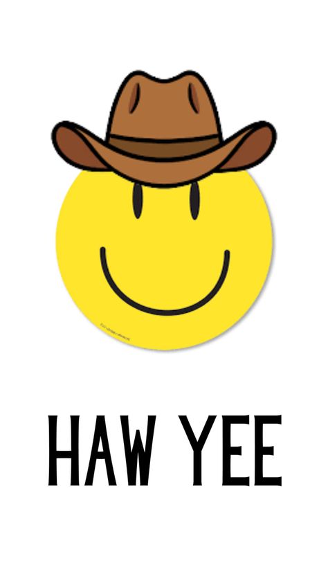 smiley face. cowboy aesthetic wallpaper. yeehaw. Cowboy Emoji Wallpaper, Smiley Face Cowboy Hat Tattoo, Cowgirl Smiley Face, Smiley Face Cowboy, Yellow Aesthetic Smiley Face, Cowboy Aesthetic, Photography Pictures, Smiley Face, Smiley