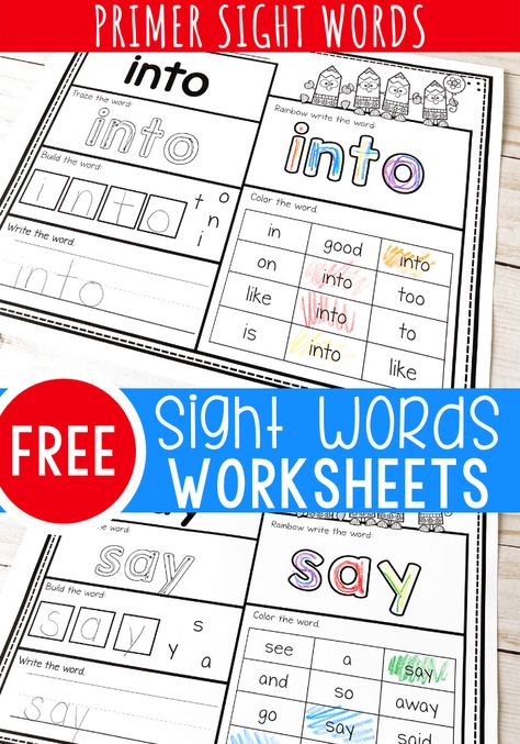 Kindergarten Sight Word Worksheets, Sight Word Worksheets Free, Dolch Word List, Sight Words Worksheets, Practice Sight Words, Preschool Sight Words, Sight Words Printables, Teaching Sight Words, Dolch Words