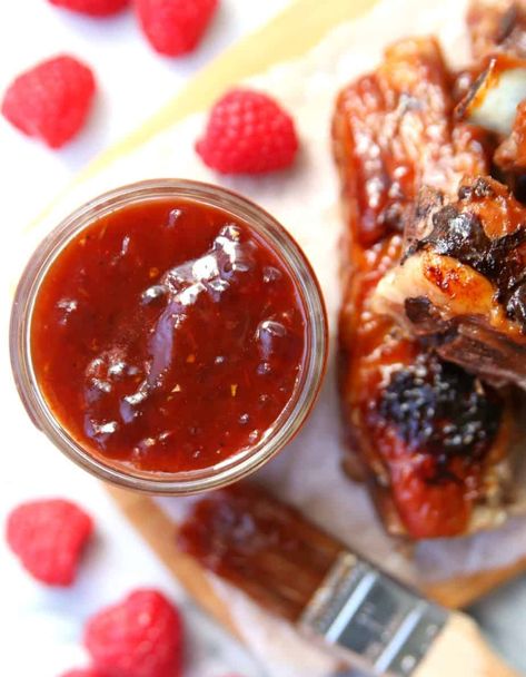 Raspberry Barbecue Sauce, Raspberry Bbq Sauce Recipe, Raspberry Bbq Sauce, Barbeque Sauces, Bbq Sauce Recipes, Butter Spreads, Chicken Ribs, Pork Back Ribs, Make Bbq Sauce