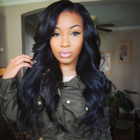 Curly Wavy Black Hair Hairstyle Flawless On Fleet Laid Bombshell Dope Pretty Girl Swag AaliyahJay Human Lace Wigs, Brazilian Body Wave Hair, Human Wigs, Body Wave Wig, Body Wave Hair, Brazilian Human Hair, Hair Waves, Brazilian Hair, Baby Hair