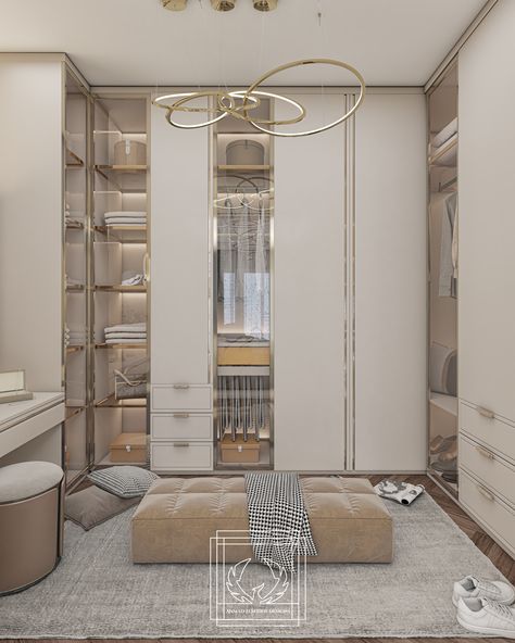 An elegant dressing room with beige & gold tones Beige Dressing Room, Classic Dressing Room, Elegant Dressing Room, Classic Dressing, Elegant Dressing, Color Tones, Neoclassical, Classic Dress, Neutral Color