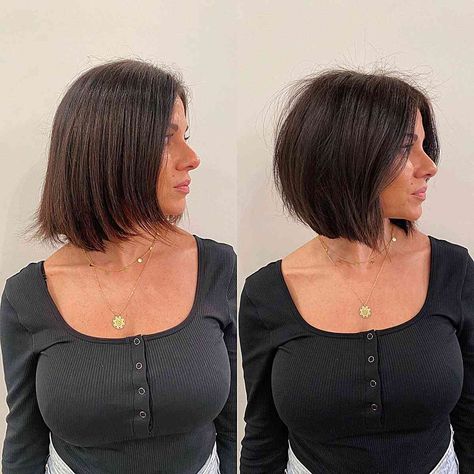 Kort Bob, Trendy Bob, Stacked Bob, Stacked Bob Haircut, Long To Short Hair, Chin Length Hair, Bob Haircut For Fine Hair, Bob Hairstyles For Fine Hair, Haircuts For Fine Hair