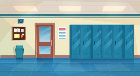 Empty school corridor | Premium Vector #Freepik #vector #school-hallway #school-corridor #school-wall #school-room University Lobby, College Illustration, Backgrounds Gacha, School Corridor, Banner Cartoon, Gacha Background, Classroom Background, School Hall, Background Anime