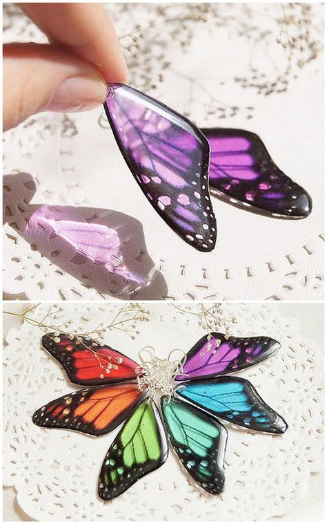 Purple Butterfly Wings, Transparent Butterfly, Aunt Birthday Gift, Aunt Birthday, Gift For Aunt, Butterfly Wing Earrings, Earrings Summer, Earrings Resin, Unusual Earrings