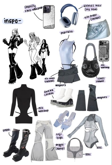 Future Punk Aesthetic, Futuristic Clothes Aesthetic, Y2k Sci Fi Fashion, Si Fi Outfits, Futuristic Fashion Aesthetic Y2k, Euro Rave Fashion, Retro Sci Fi Fashion, Tech Rave Outfit, Cyberpunk Clothing Aesthetic