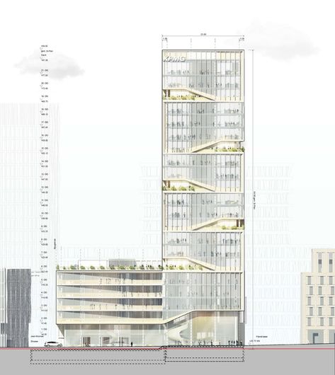 horizortale Parking Plan, Hotel Facade, Architecture Design Process, Architecture Drawing Plan, University Architecture, Architecture Concept Diagram, Mix Use Building, Architecture Design Sketch, Architecture Design Drawing