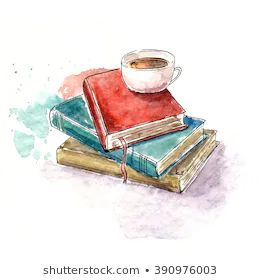 Watercolor Reading Stock Illustrations, Images & Vectors | Shutterstock Coffee Watercolor, Traditional Books, Watercolor Books, Sketch Ideas, Painted Books, Watercolor Sketch, Coffee And Books, Creative Outlet, Original Watercolor Painting