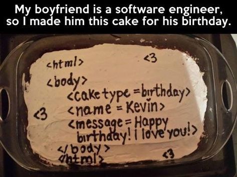 Software engineer birthday cake Easy Birthday Desserts, Computer Cake, Nerdy Guys, Funny Birthday Cakes, Amazing Girlfriend, Birthday Desserts, Types Of Cakes, Romantic Gestures, Geek Culture