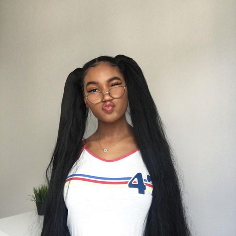 6,117 Likes, 56 Comments - nicole (@idekcolee) on Instagram: “I have so many concepts and ideas I just need to actually accomplish them” Melanin Hairstyles, Two Braid Hairstyles, Hairstyles Pigtails, Quick Weave Hairstyles, Goddess Hairstyles, Pigtail Hairstyles, Flat Iron Hair Styles, Hair Ponytail Styles, Baddie Hairstyles